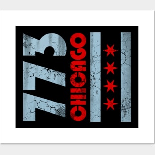 773 Chicago Flag Vintage Fade Posters and Art